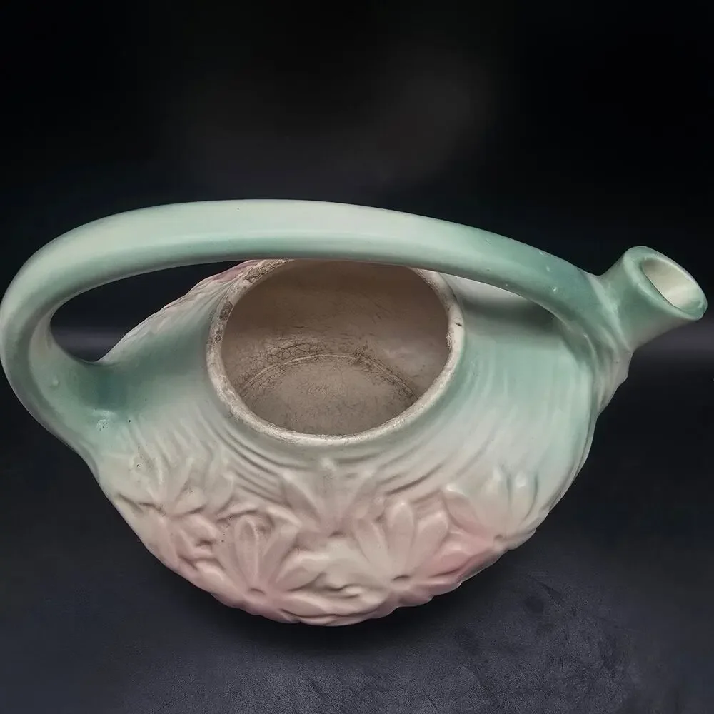 McCoy Pink Green Daisy Tea Pot No Lid Vintage USA Pottery